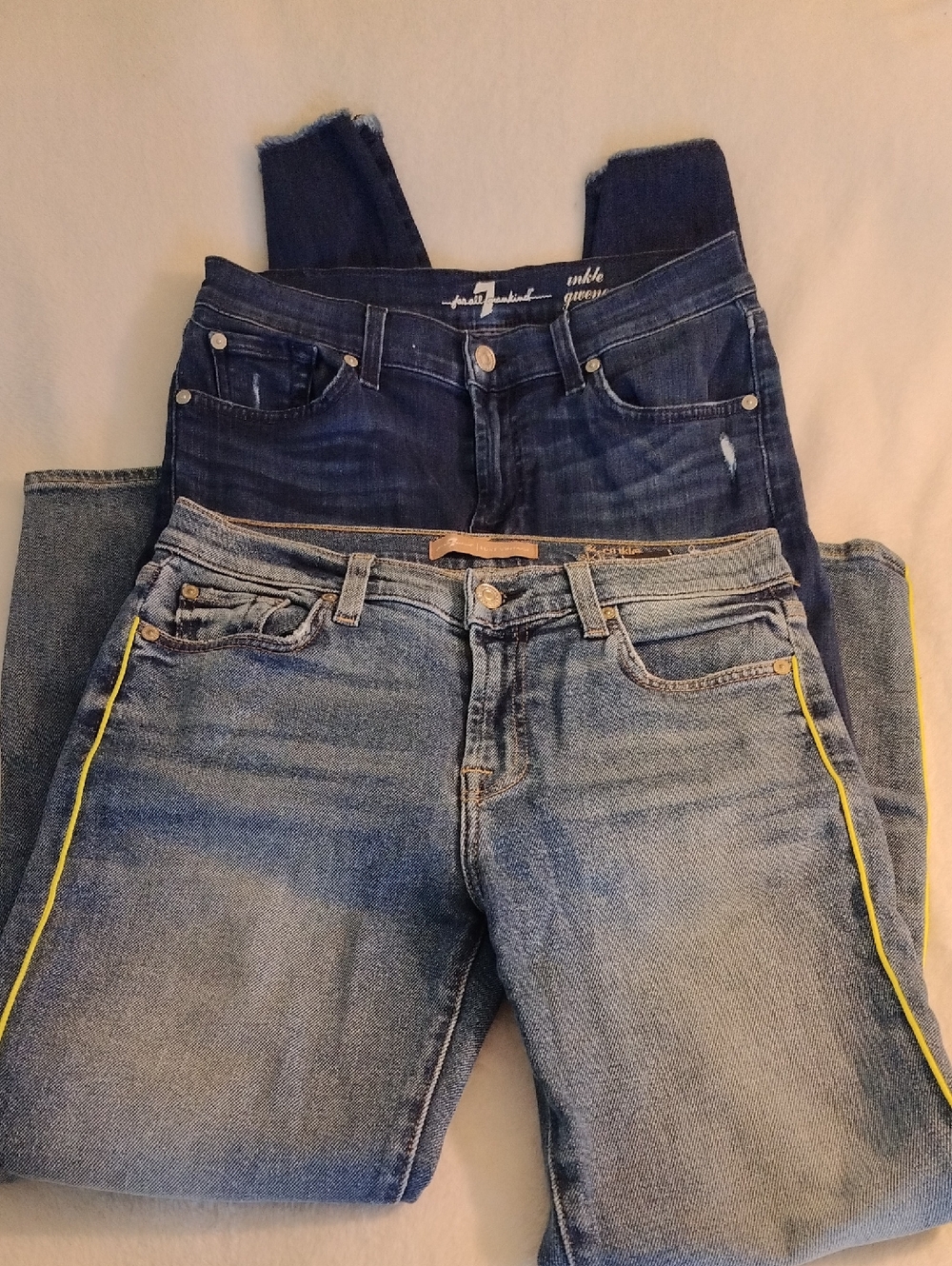 7 For All Mankind Luxe Vintage The Ankle + Gwenevere Jeans Women's 27 & 28 Read
